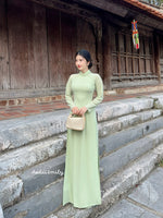 Double layers chiffon Ao Dai Set with design buttons| Begonia