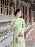 Double layers chiffon Ao Dai Set with design buttons| Begonia