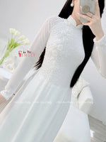 ZOE Ao dai with designed crystals, pearls and 3D flowers