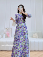 WHITLEY Printed flowers patterns Ao dai