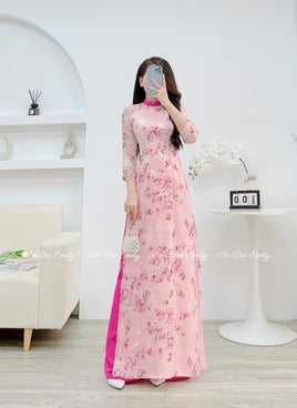 Fuchsia Mini cherry blossom flowers ao dai set| MFF003