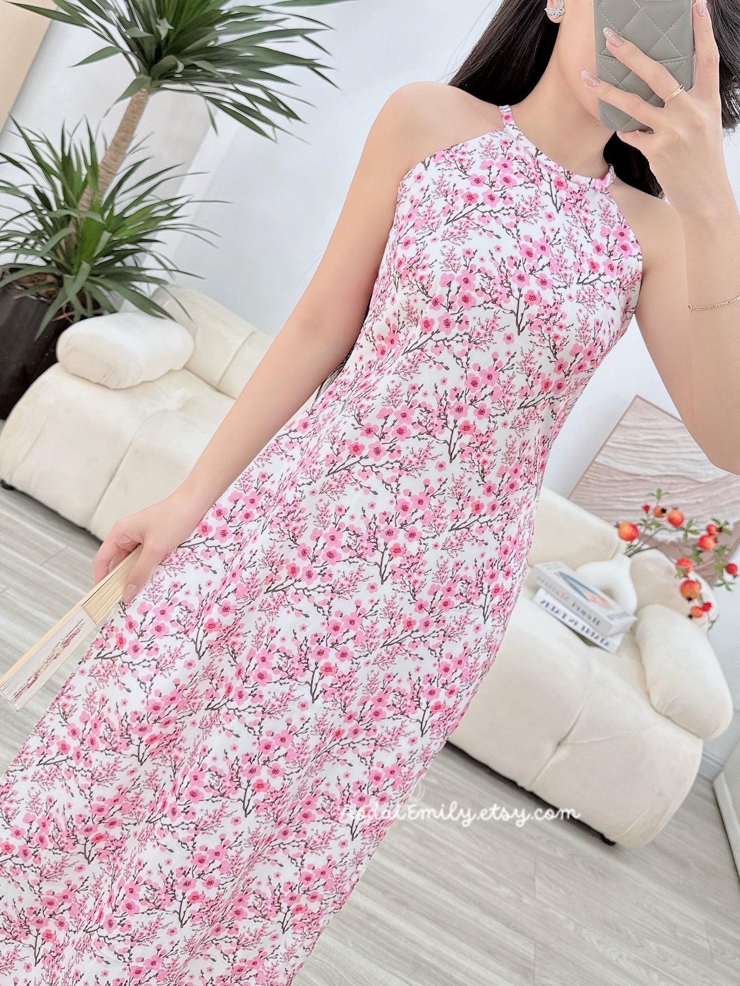 Fuchsia Sleeveless Mini sakura blossom