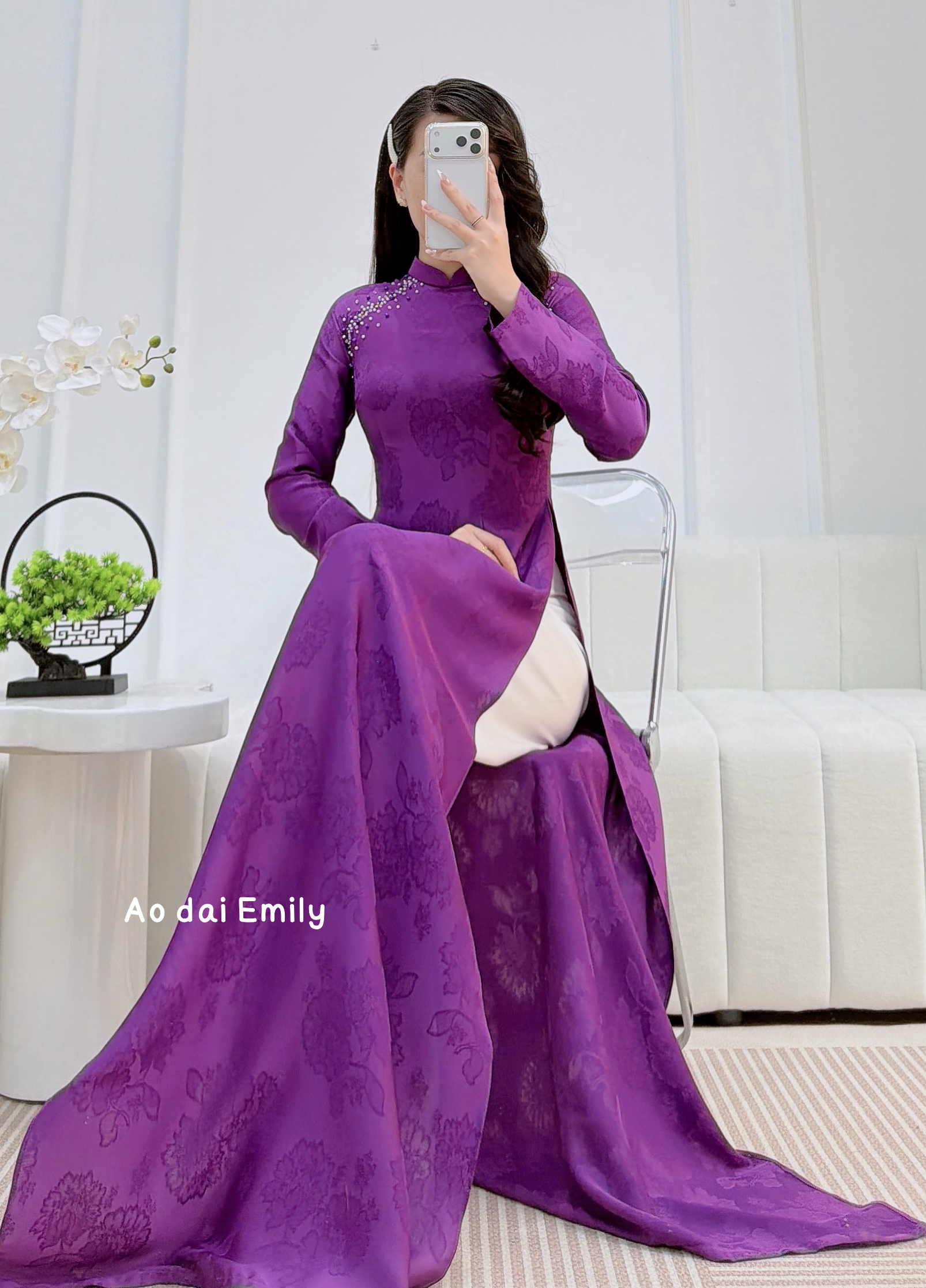 Traditional Shiny purple & ao dai with simple beading| Fairy Iris