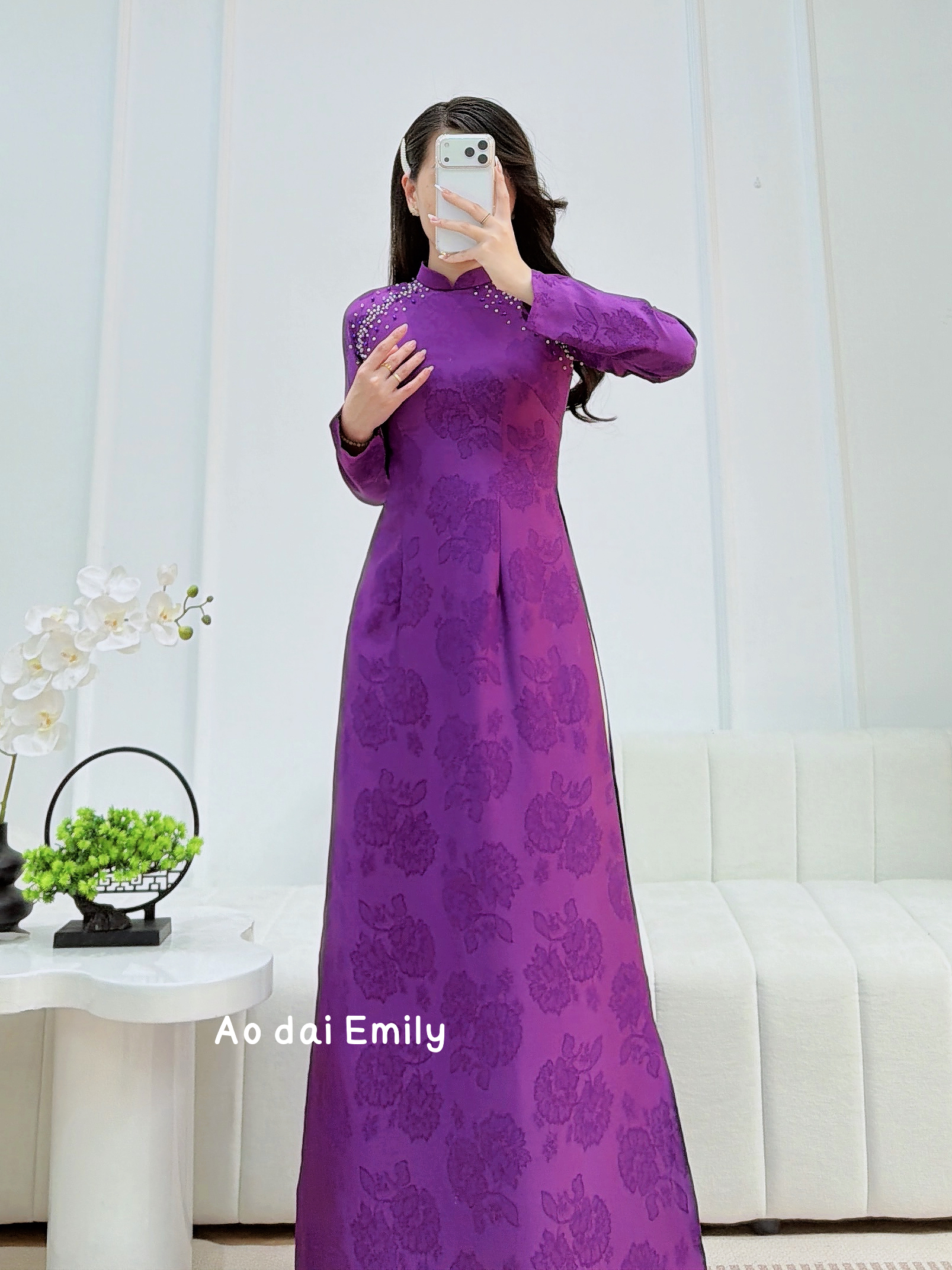 Traditional Shiny purple & ao dai with simple beading| Fairy Iris
