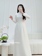 Plain White Pre made Ao Dai|  Common orchid