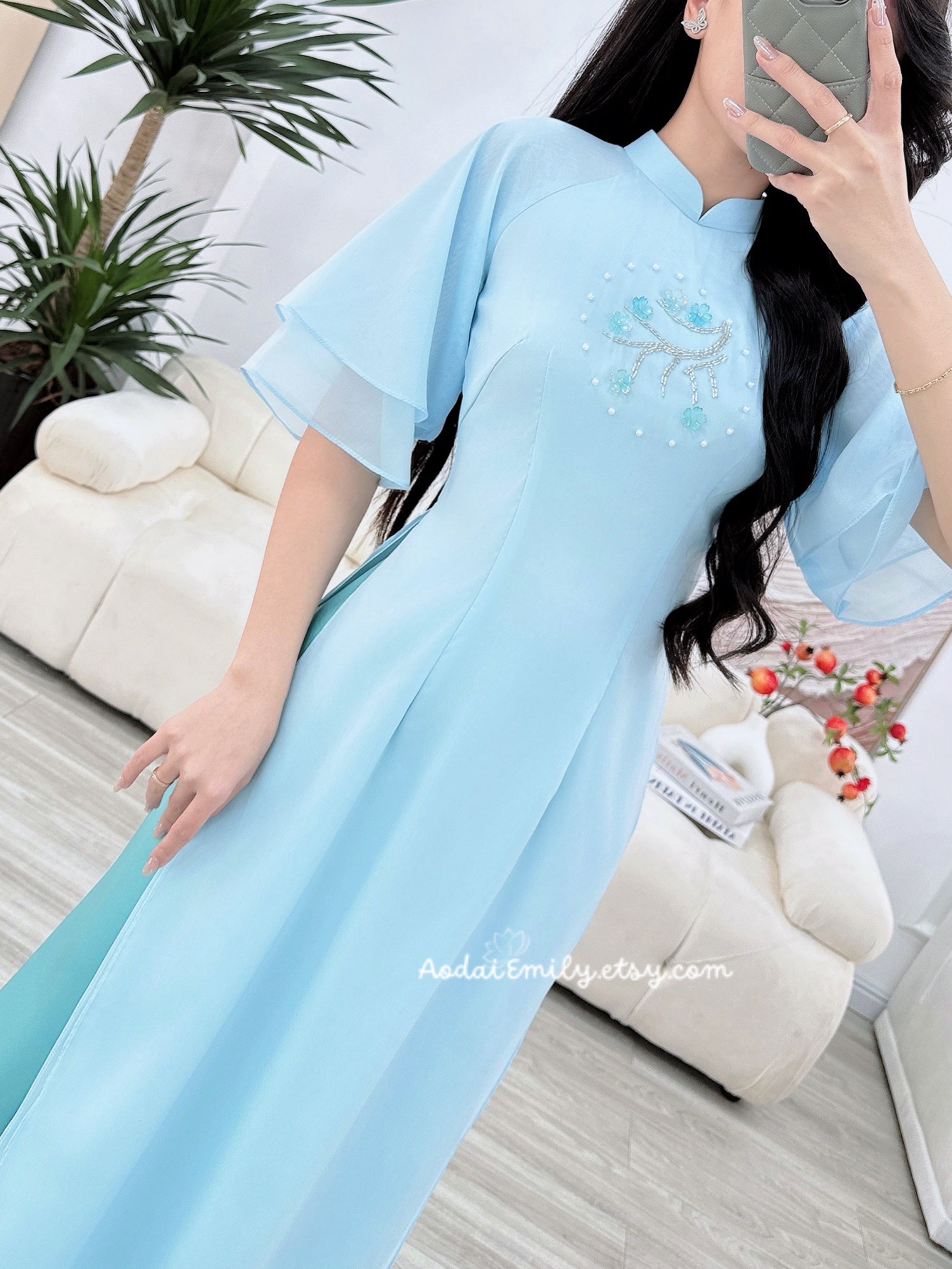 Baby blue Matching Mom and baby Girl