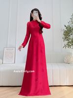 ADELE Tradition Burgundy ao dai with sparkling patterns