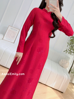 ADELE Tradition Burgundy ao dai with sparkling patterns