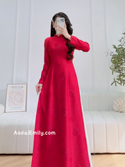 Tradition Burgundy ao dai with sparkling patterns
