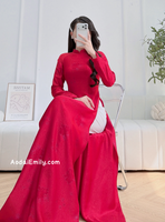 ADELE Tradition Burgundy ao dai with sparkling patterns
