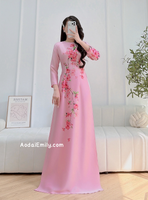Pink printed TET pattern Pre made ao dai