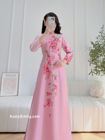 Pink printed TET pattern Pre made ao dai