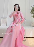 Pink printed TET pattern Pre made ao dai