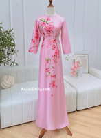 Pink printed TET pattern Pre made ao dai