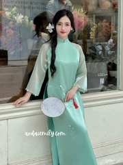 Loosing modern ao dai set with beading flowers