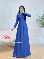 KAIA Blue ao dai with simple beading crystals