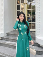 ARLETH Ao Dài lụa thêu hoa