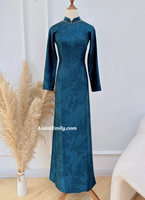 ESTHER Dark Blue Ao dai with hand beading crystals