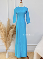 SIENA Blue ao dai with round collar