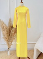 SUNFLOWER Yellow ao dai with simple crystals rhinestone