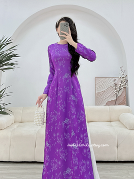RUTH Ao dài gấm  | Purple Pre made ao dai Vietnam