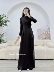 Black ao dai set with pearls