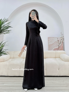 REBECCA Black ao dai set with pearls