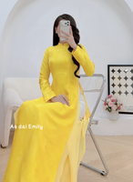 Yellow ao dai áo dài gấm| Belladonna Lily