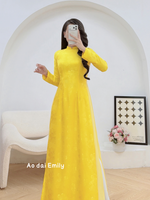 Yellow ao dai áo dài gấm| Belladonna Lily
