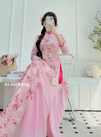 Fuchsia Mini cherry blossom flowers ao dai set| MFF002