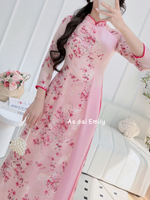 Fuchsia Mini cherry blossom flowers ao dai set| MFF002