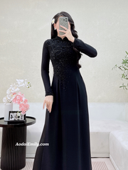 Ao dai with designed crystals|  Yellow Jewelweed