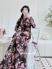 Black/pink Printed flowers pattern