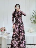SALMA Black/pink Printed flowers pattern