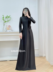 Black Traditional ao dai with simple beading collar