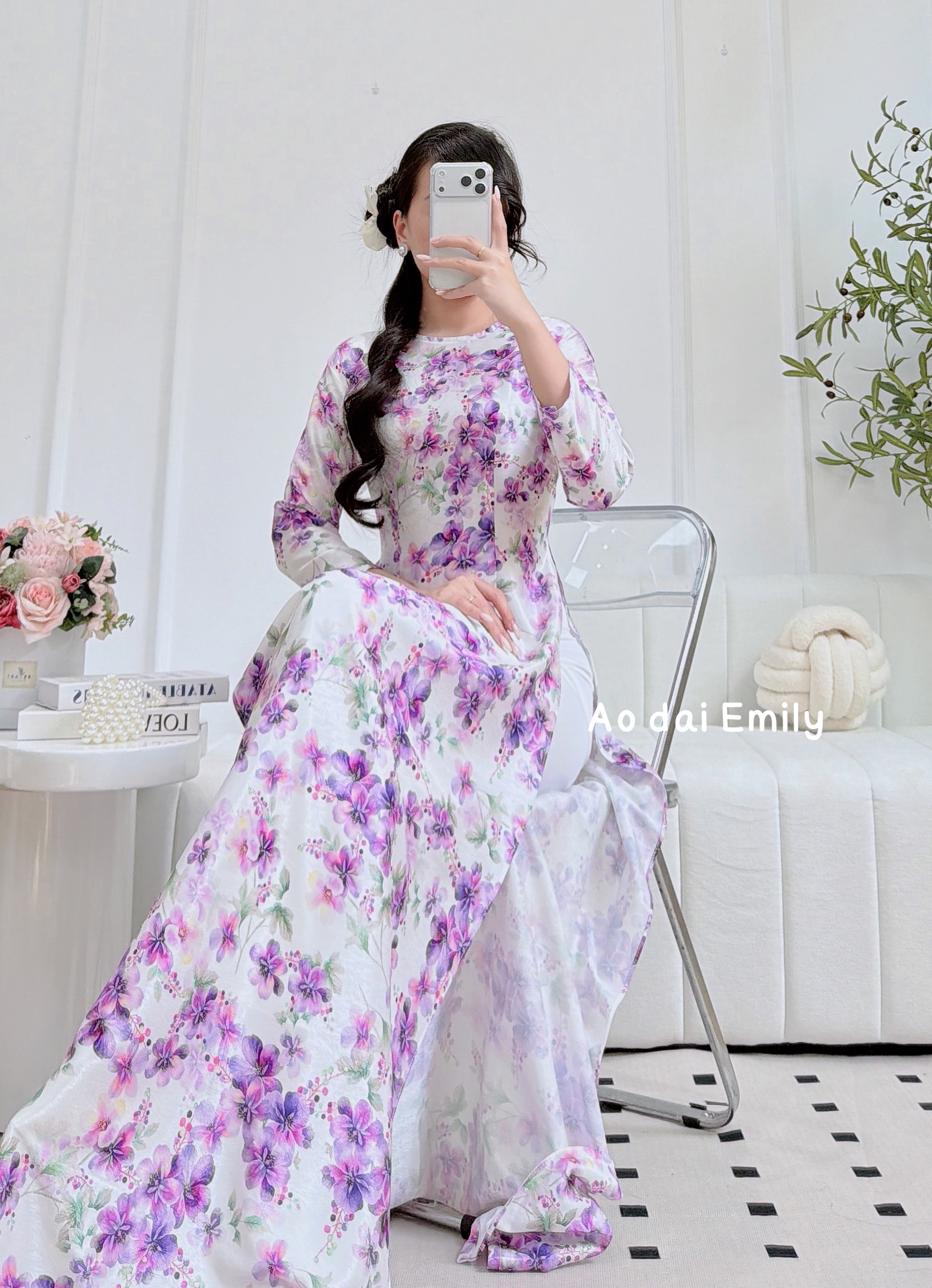 Purple Printed Mini flowers patterns
