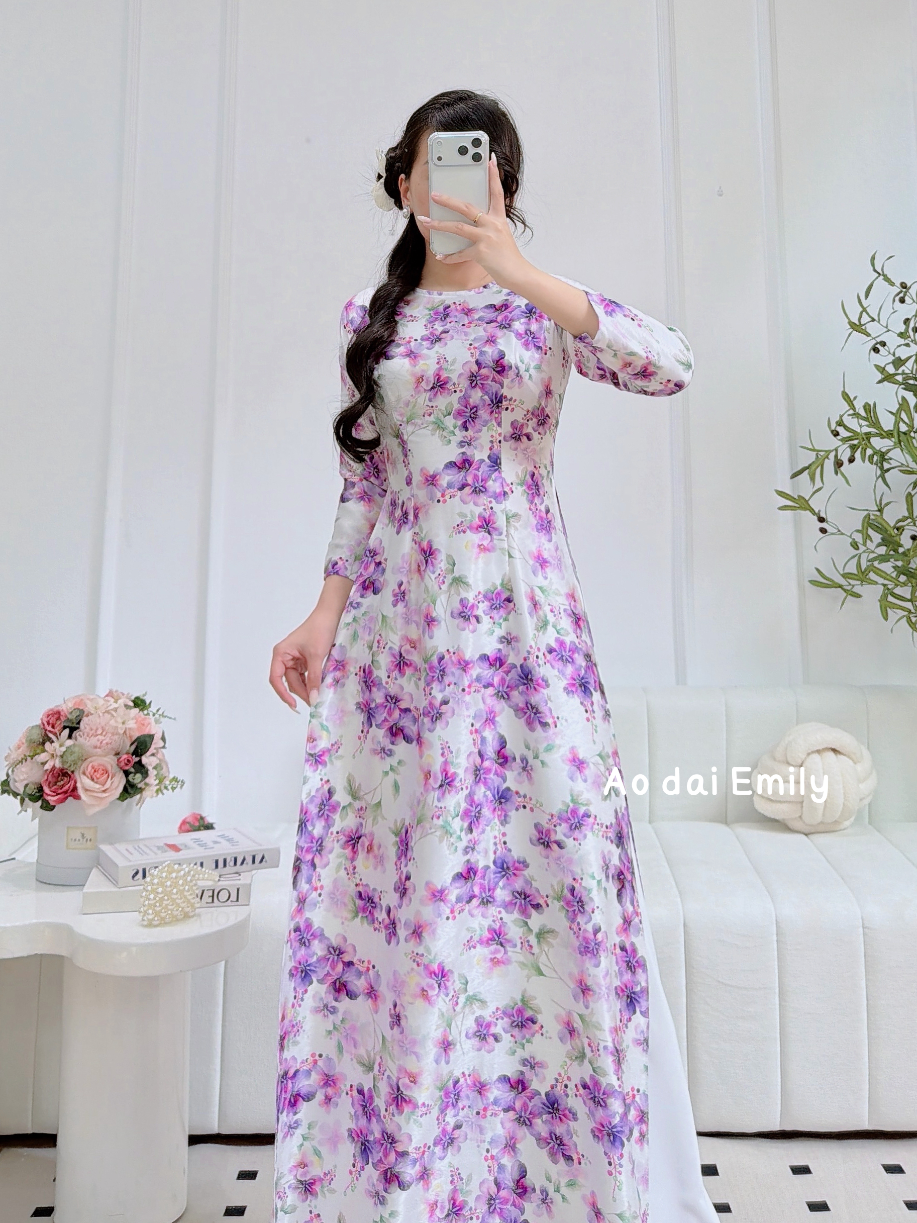 Purple Printed Mini flowers patterns