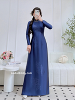 AMIRI Dark Blue ao dai with beading crystals collar