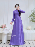 AURA Purple Ao Dai Gấm with crystals collar