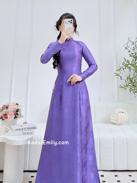 AURA Purple Ao Dai Gấm with crystals collar