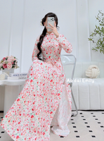 Printed Mini flowers patterns Ao dai