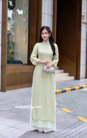 EMORY Double layers modern ao dai with 3D crystals flowers