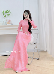 Ao dài gấm with beading collar
