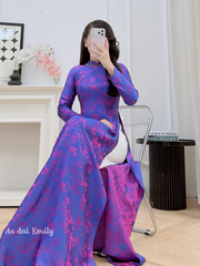 Ao dài gấm with crystals beading collar | Sneezeweed