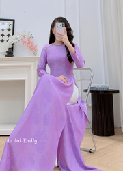 Ao dài with crystals beading collar |  Flowers pattern| Snapdragon