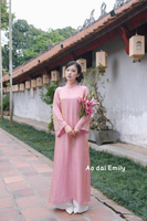 Pink/ Gold Loosing modern ao dai with button collar | LSP002