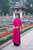 Modern Hot pink/ Black Loosing style ao dai with flowers pattern|| Chrysanthemum