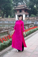 Modern Hot pink/ Black Loosing style ao dai with flowers pattern|| Chrysanthemum