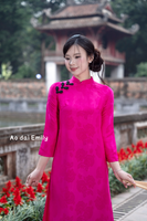 Modern Hot pink/ Black Loosing style ao dai with flowers pattern|| Chrysanthemum