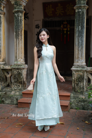 Sleeveless modern ao dai with embroidery flowers| Lenten rose